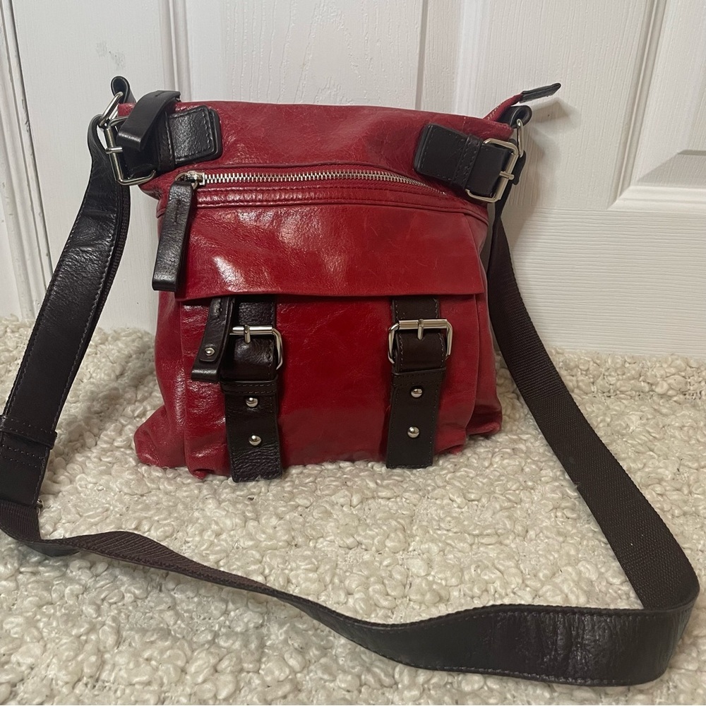 Danier Vintage Red Crossbody Leather Bag Purse